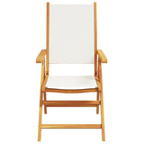 7 Piece Garden Dining Set White Fabric And Solid Wood