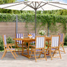 7 Piece Garden Dining Set White Fabric And Solid Wood