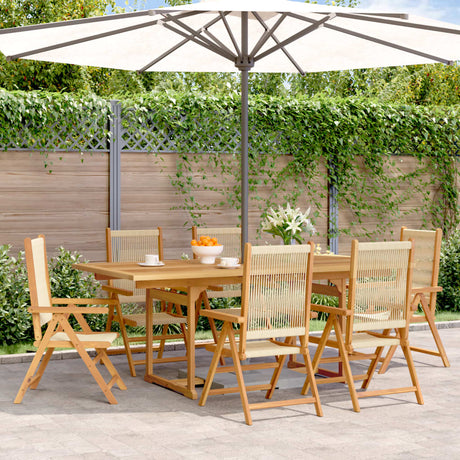 7 Piece Garden Dining Set Polypropylene And Solid Wood