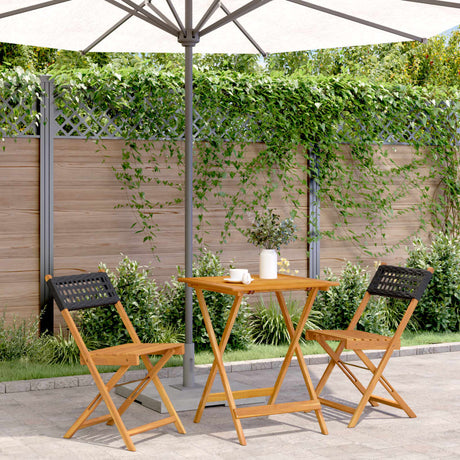 3 Piece Bistro Set Poly Rattan And Solid Wood