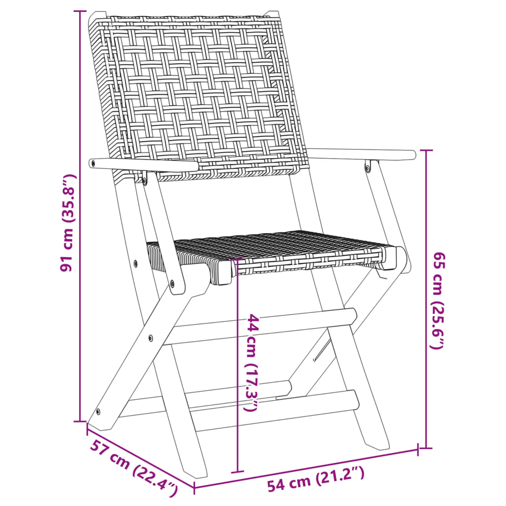 3 Piece Bistro Set Poly Rattan And Solid Wood