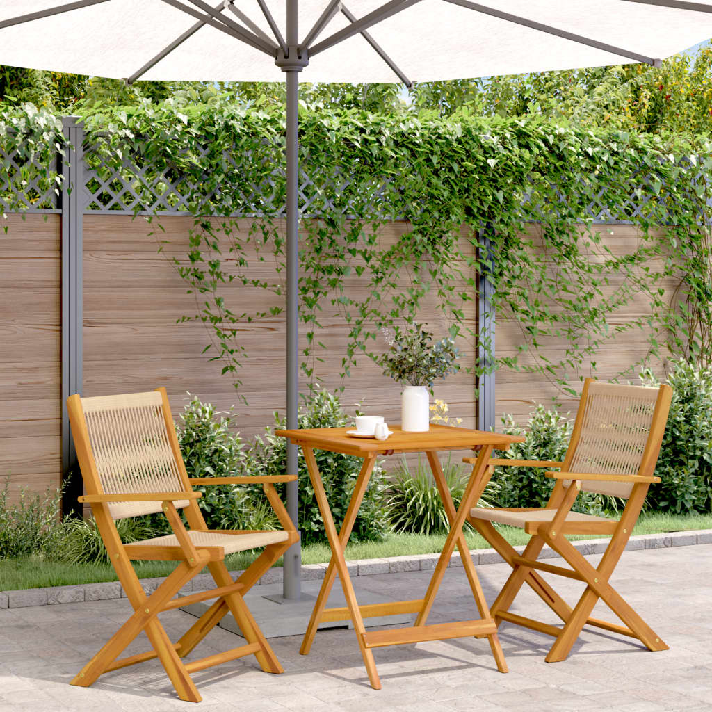 3 Piece Bistro Set Polypropylene And Solid Wood