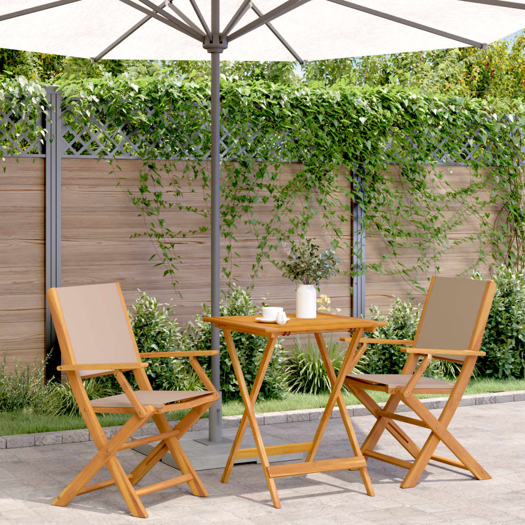 3 Piece Bistro Set Fabric And Solid Wood