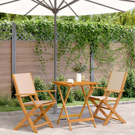 3 Piece Bistro Set Fabric And Solid Wood