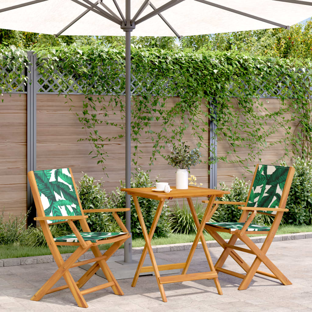 3 Piece Bistro Set Fabric And Solid Wood