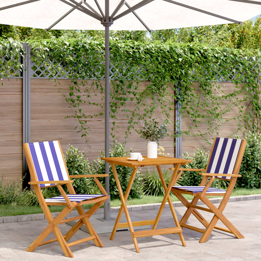 3 Piece Bistro Set Fabric And Solid Wood