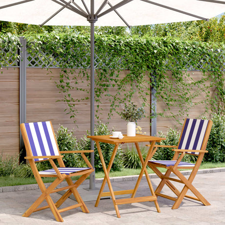 3 Piece Bistro Set Fabric And Solid Wood