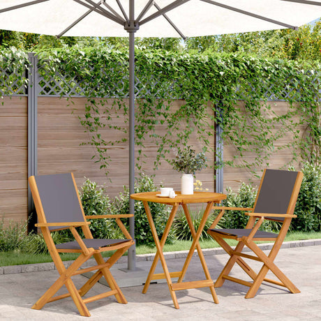 3 Piece Bistro Set Fabric And Solid Wood