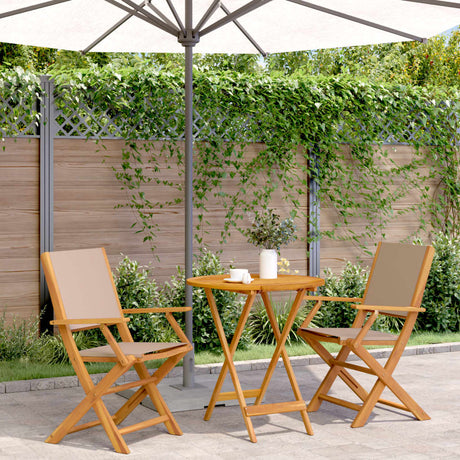 3 Piece Bistro Set Fabric And Solid Wood