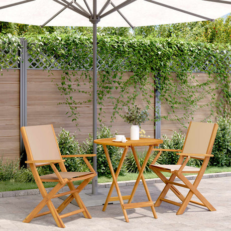 3 Piece Bistro Set Fabric And Solid Wood