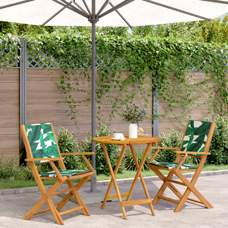 3 Piece Bistro Set Fabric And Solid Wood