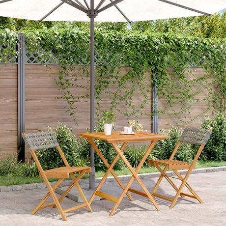 3 Piece Bistro Set Poly Rattan And Solid Wood