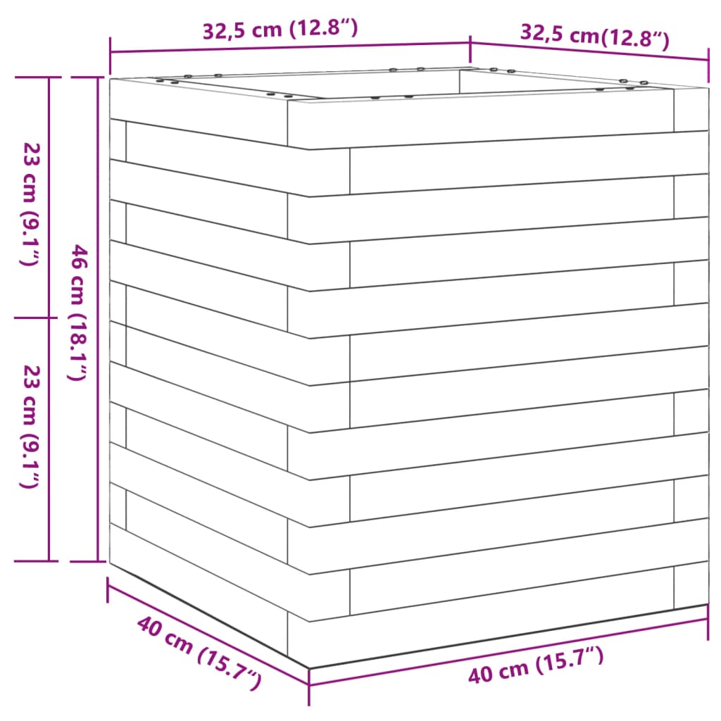 Garden Planter Wax Brown 40x40x46 cm Solid Wood Pine