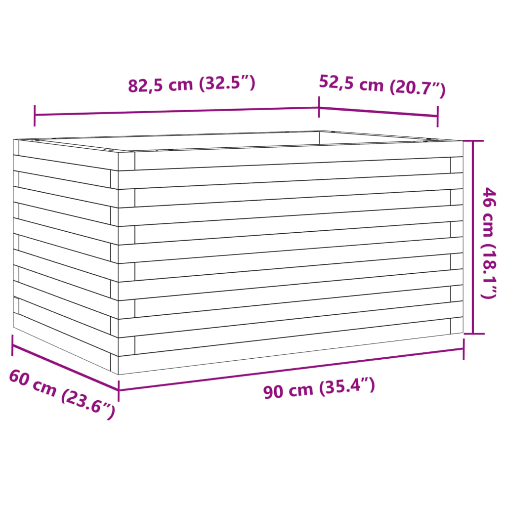 Garden Planter Wax Brown 90x60x46 cm Solid Wood Pine