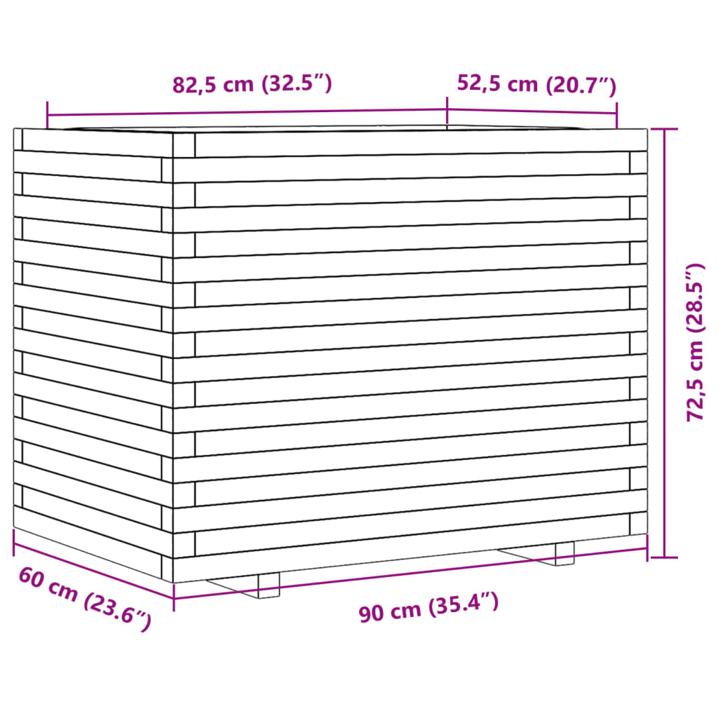 Garden Planter 90x60x72.5 cm Solid Wood Douglas