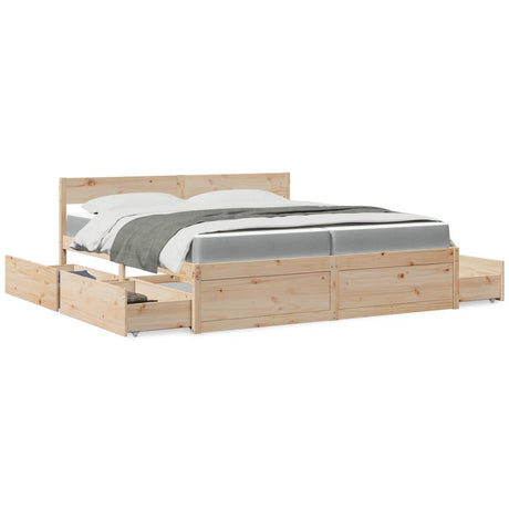 Bed With Drawers And Mattress Solid Wood Pine