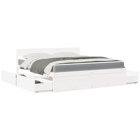 Bed With Drawers And Mattress Solid Wood Pine