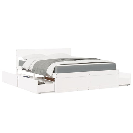 Bed With Drawers And Mattress Solid Wood Pine