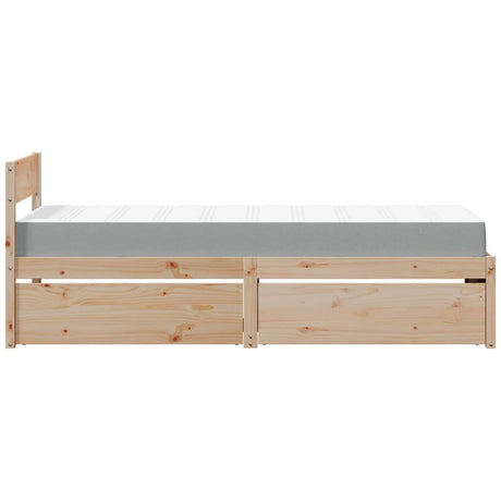 Bed With Drawers And Mattress Solid Wood Pine