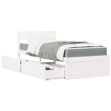 Bed With Drawers And Mattress Solid Wood Pine