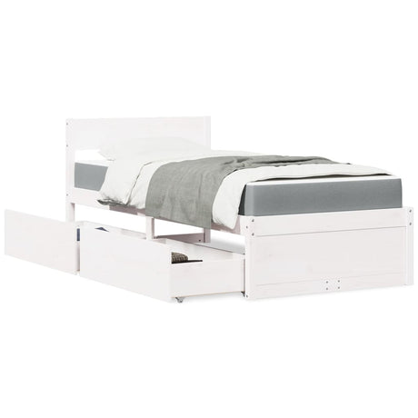 Bed With Drawers And Mattress Solid Wood Pine
