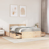 Bed with Drawers and Mattress 120x190 cm Small Double Solid Wood Pine