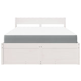 Bed with Drawers and Mattress White 120x190 cm Small Double Solid Wood Pine