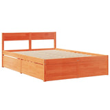 Bed with Drawers and Mattress Wax Brown 120x190 cm Small Double Solid Wood Pine