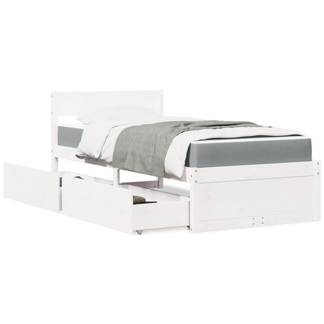 Bed With Drawers And Mattress Solid Wood Pine