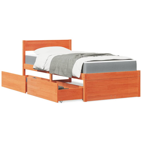 Bed With Drawers And Mattress Solid Wood Pine