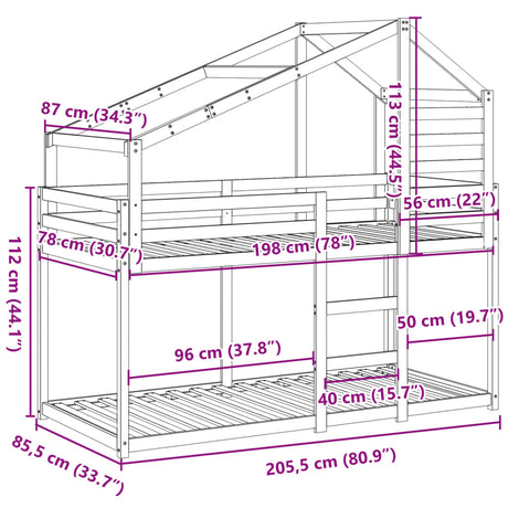 Bunk Bed Without Mattress Solid Wood Pine