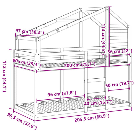 Bunk Bed Without Mattress Solid Wood Pine