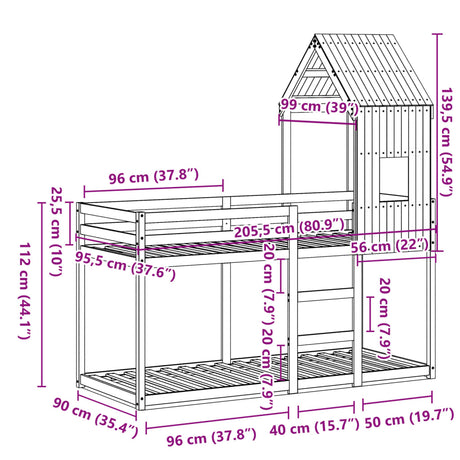 Bunk Bed Without Mattress Solid Wood Pine