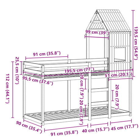 Bunk Bed Without Mattress Single Solid Wood Pine