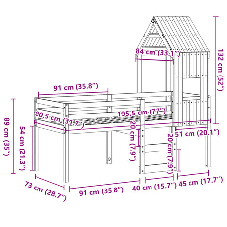 High Sleeper Bed Without Mattress Small Single Solid Wood Pine