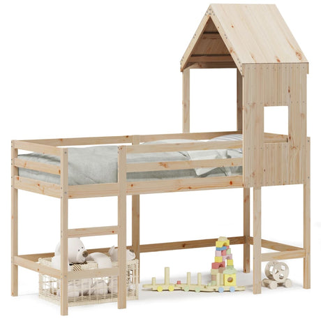 Loft Bed With Ladder And Roof Without Mattress