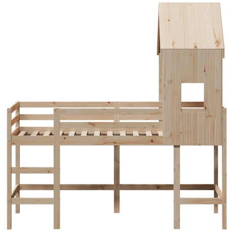 Loft Bed With Ladder And Roof Without Mattress