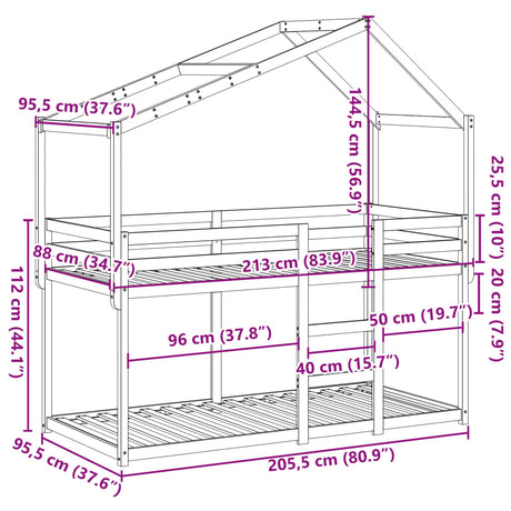 Bunk Bed Without Mattress Solid Wood Pine