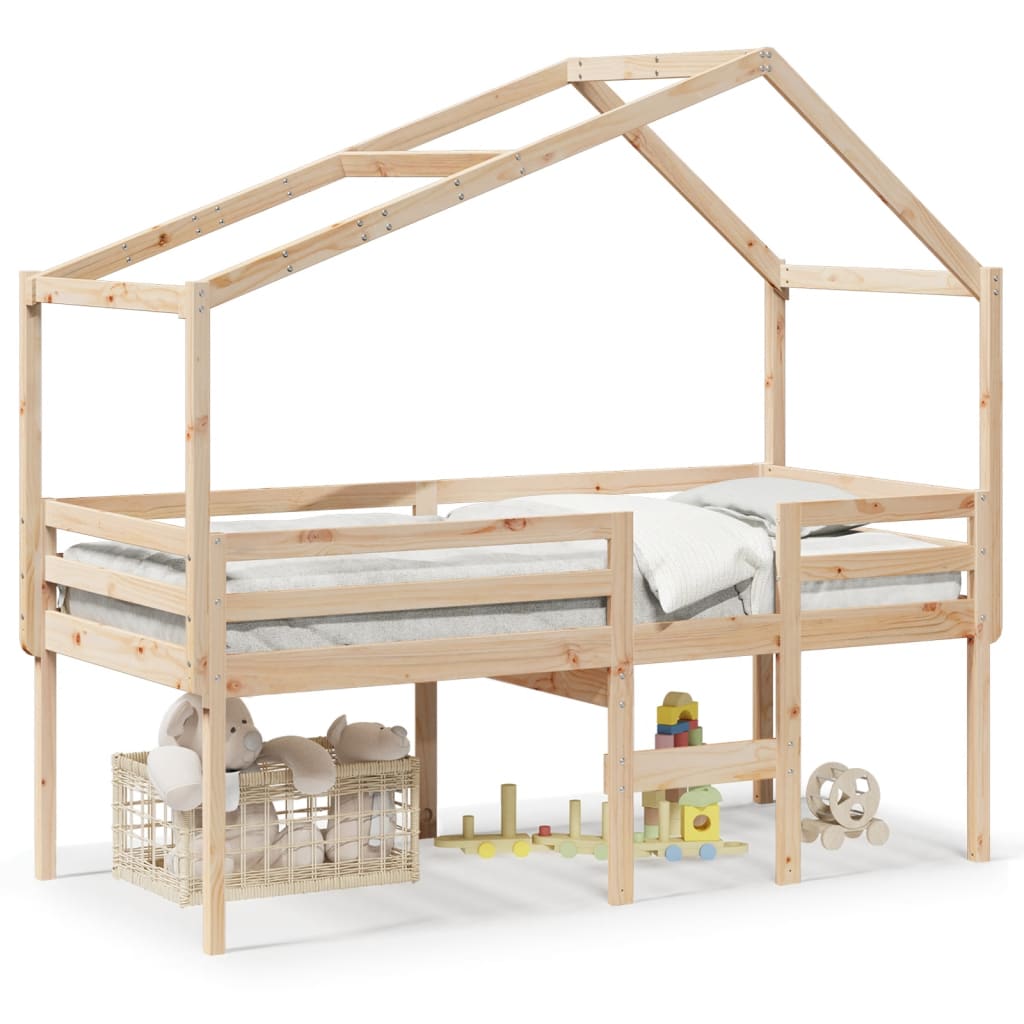 High Sleeper Bed without Mattress 80x200 cm Solid Wood Pine