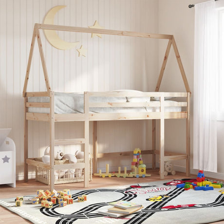 Loft Bed With Ladder And Roof Without Mattress