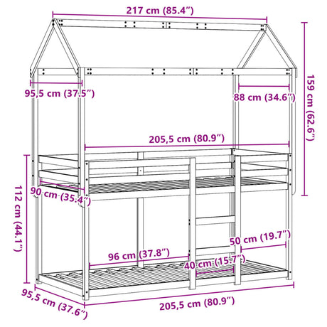 Bunk Bed Without Mattress Solid Wood Pine