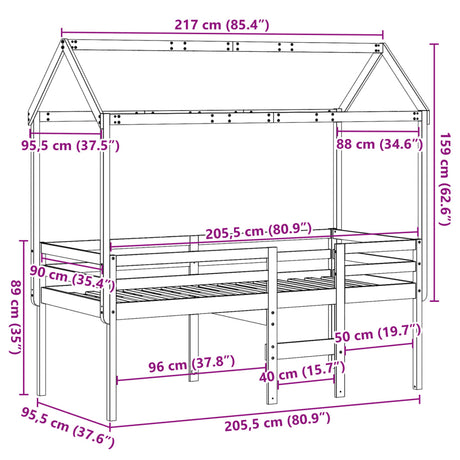 High Sleeper Bed Without Mattress Solid Wood Pine