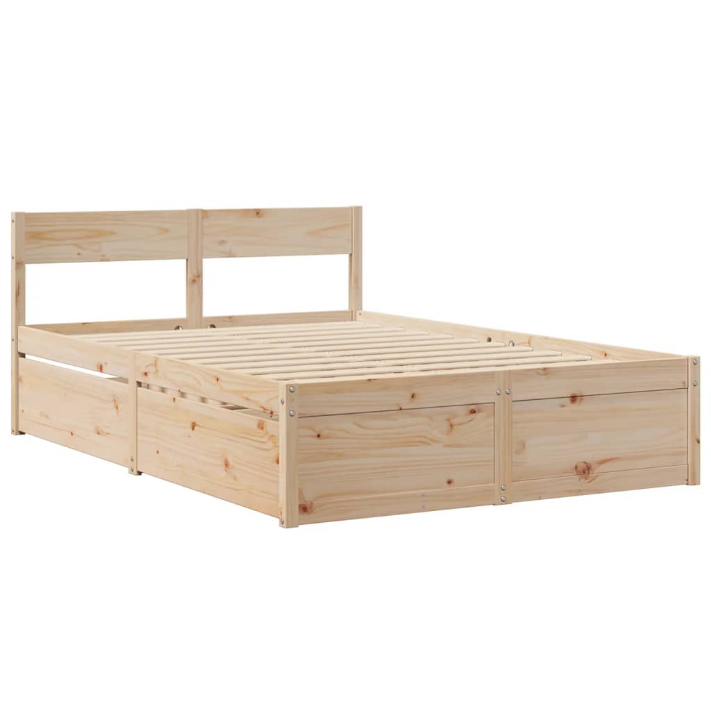 Bed Frame without Mattress 135x190 cm Double Solid Wood Pine