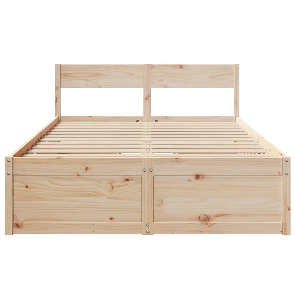 Bed Frame without Mattress 135x190 cm Double Solid Wood Pine