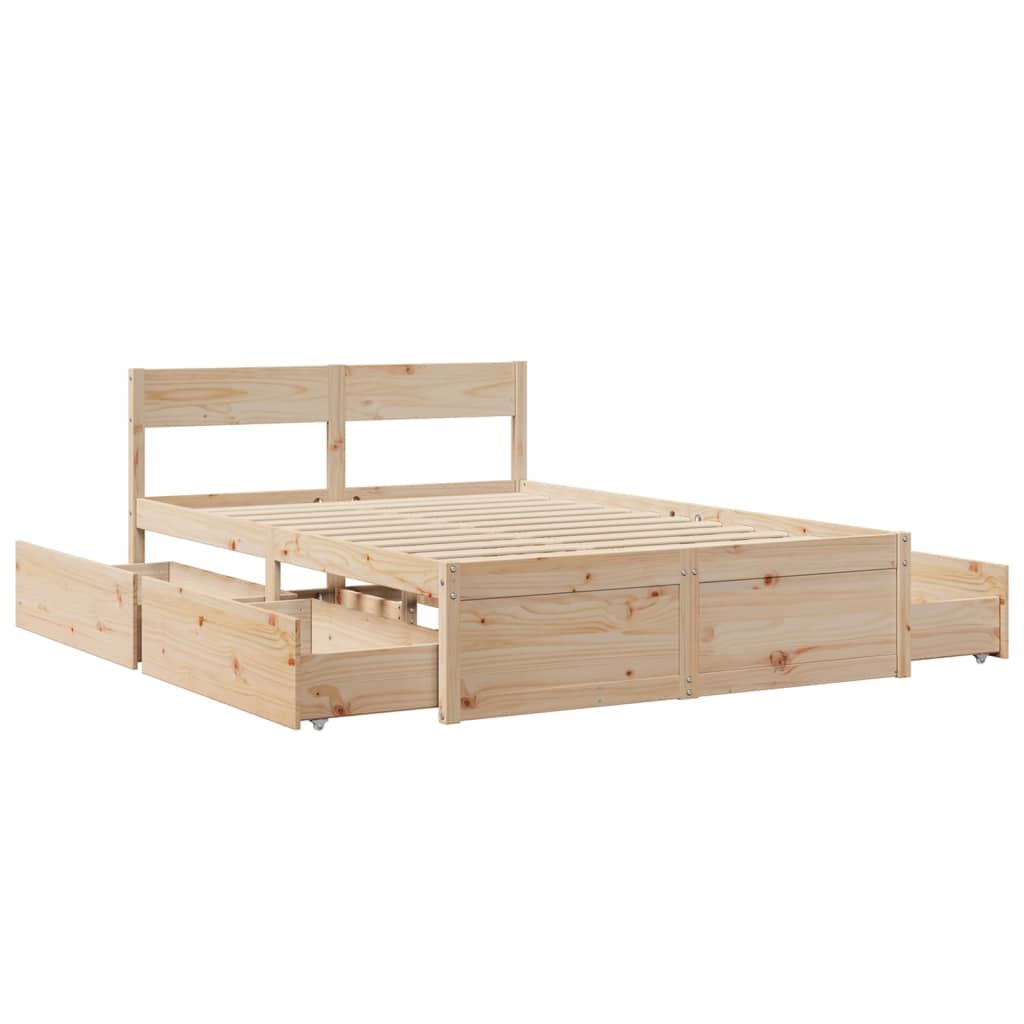 Bed Frame without Mattress 135x190 cm Double Solid Wood Pine
