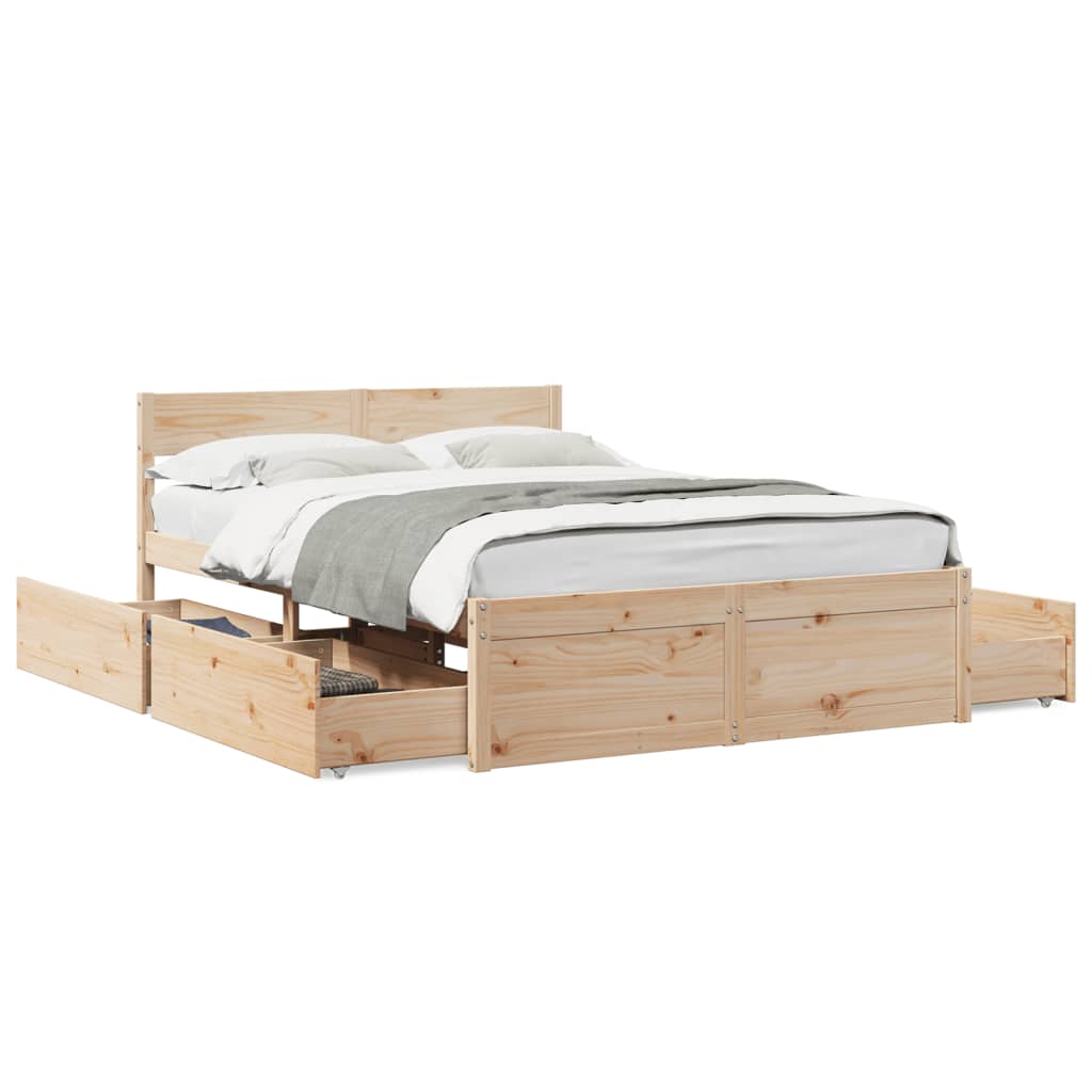 Bed Frame without Mattress 135x190 cm Double Solid Wood Pine
