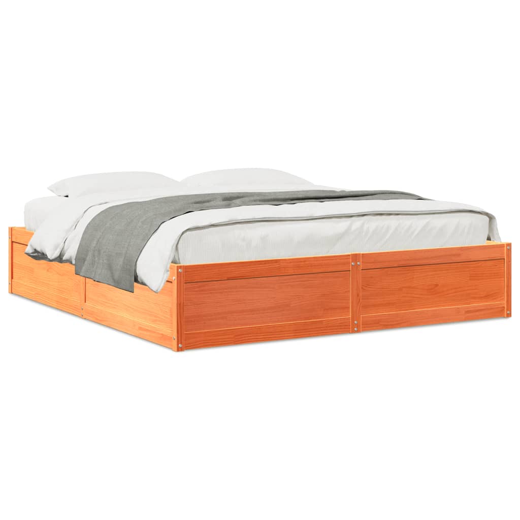 Bed Frame without Mattress Wax Brown 180x200 cm Super King Solid Wood Pine