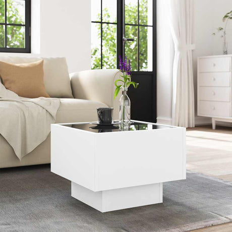 Side Table With Led Engineered Wood