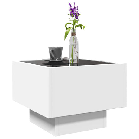 Side Table With Led Engineered Wood