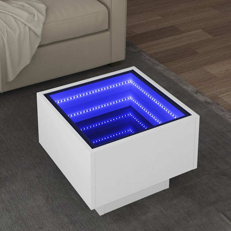 Side Table With Led Engineered Wood